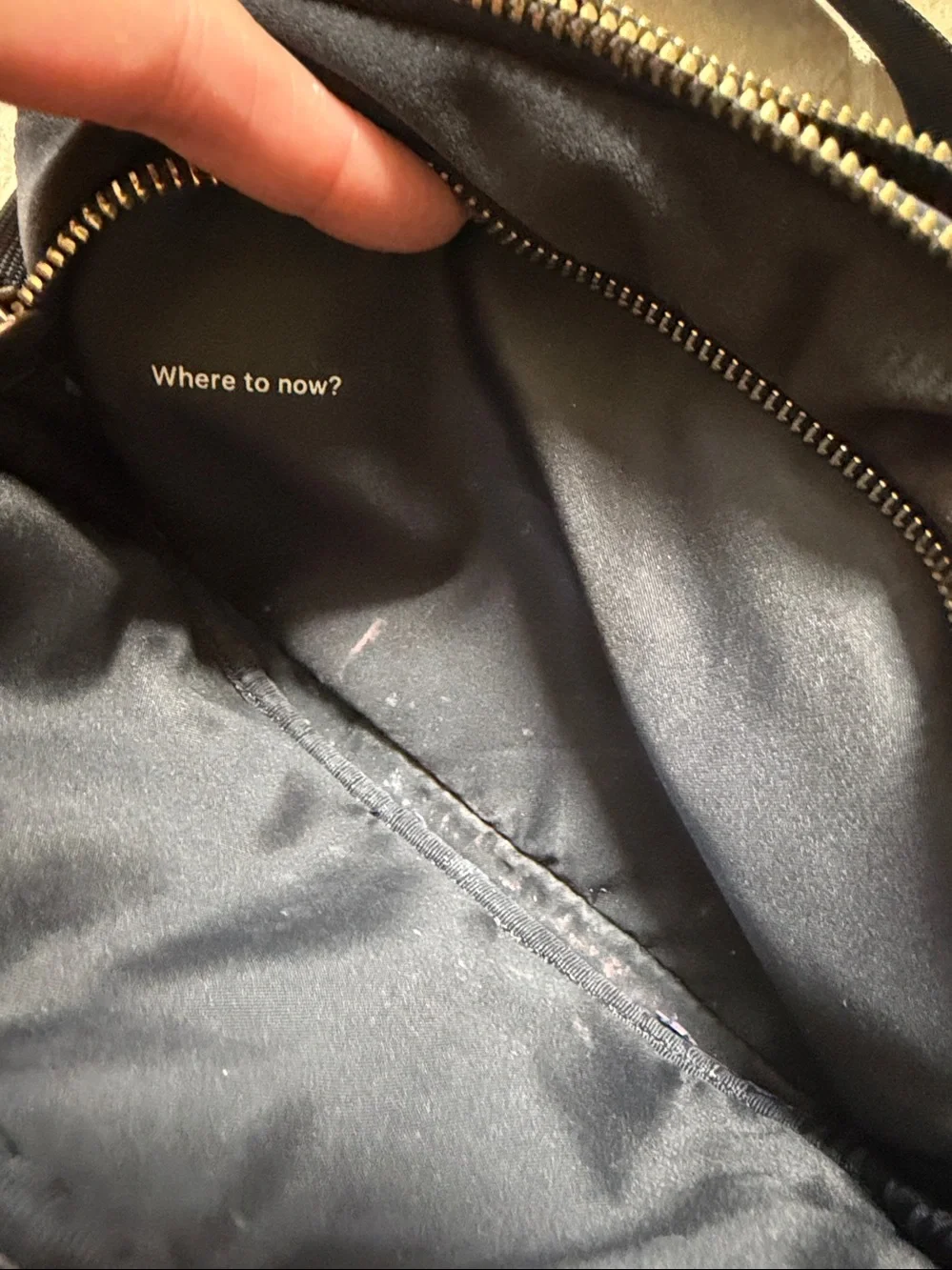 lululemon athletica Black Quilted Crossbody with Rose Gold Logo